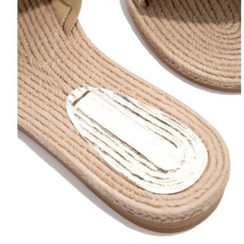 Gold Espadrille Basketweave Slides - Picture 3 of 4